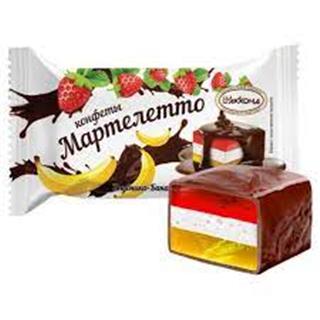 АККОНД Конфеты МАРТЕЛЕТТО в йогурт. гл. Клубника-Банан 1*4