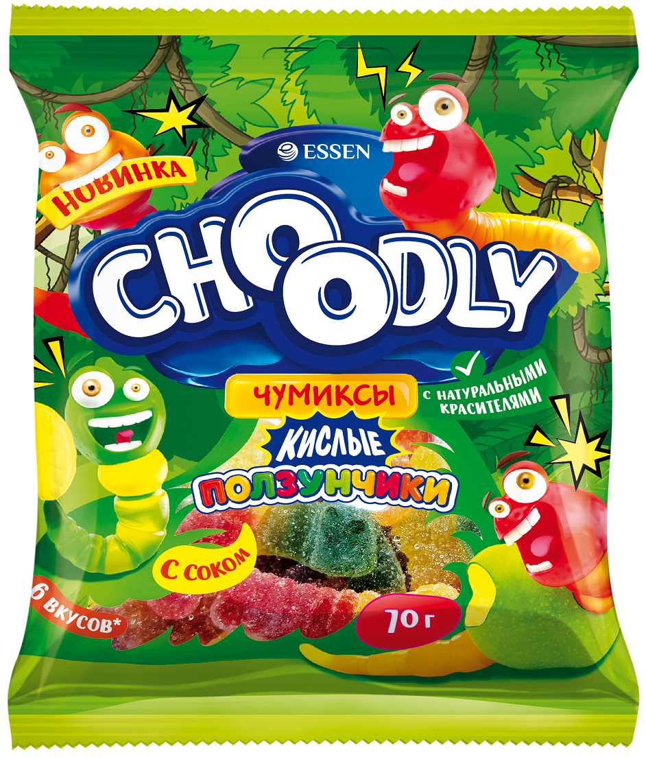 «CHOОDLY® КИСЛЫЕ ПОЛЗУНЧИКИ®» МАРМЕЛАД ЖЕВАТЕЛЬНЫЙ 70г-2