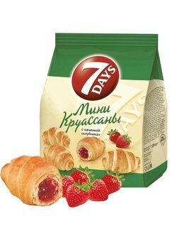 7DAYS Круассаны 265гр МИНИ КЛУБНИКА   1*10