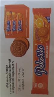 МОРОЗОВО Печенье сахарное PECARRO с апел.нач.и взрывной карамелью фас.95гр  1*28