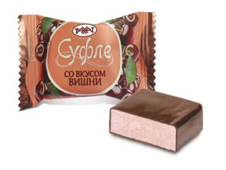РАХАТ Конфеты СУФЛЕ со вкусом вишни сбивные 1кг пакет 1*4