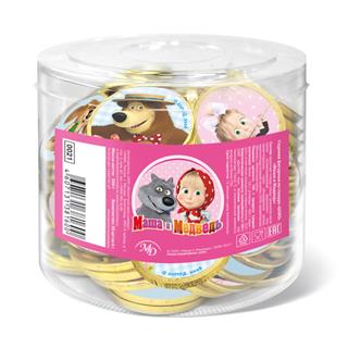 МОНЕТНЫЙ ДВОР Шок.монета МАША И МЕДВЕДЬ 6гр. /блок 50шт/  1*8