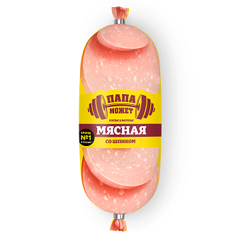 -27% АКЦИЯ ПАПА МОЖЕТ Колбаса вареная МЯСНАЯ СО ШПИКОМ п/о 0,400 кг  1*1