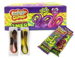 КАНДИ-КЛАБ CRAZY GUMMY. МАРМЕЛАДНАЯ ЗМЕЯ Жев.мармелад 15гр  12*36