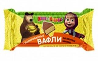 SLASTI Конфеты глаз.МАША и МЕДВЕДЬ со вкусом банана вафельные  1*2
