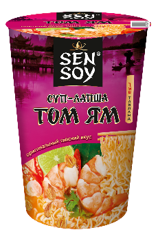 СЭНСОЙ Суп-лапша Б/П Том Ям  65гр терм стакан 1*24