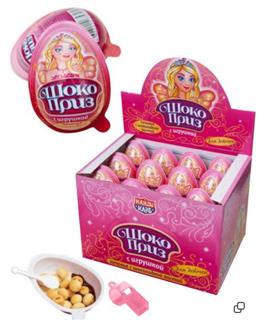 КАНДИ-КЛАБ ШОКОПРИЗ Яйцо ДЛЯ ДЕВОЧЕК Печенье с шок.пастой и игрушкой 15гр  12*24