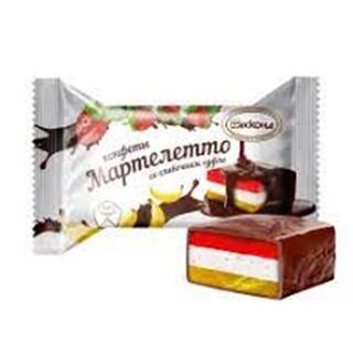 АККОНД Конфеты МАРТЕЛЕТТО в йог.глаз. Дыня-Клубника 1*4