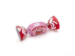 РАХАТ Карамель КЛУБНИКА СО СЛИВКАМИ с молочной начинкой 1кг пакет 1*6