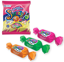 ЭССЕН Набор жеват конфет 180гр SWEETY СОЧНЫЕ ФРУКТЫ фас. 1*10