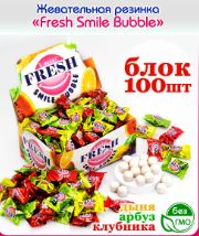 КАНДИ-КЛАБ FRESH SMILE Bubble Жев.резинка Ассорти с жидким центром 3гр  20*100 КАНДИ-КЛАБ FRESH SMILE Bubble Жев.резинка Ассорти с жидким центром 3гр  20*100