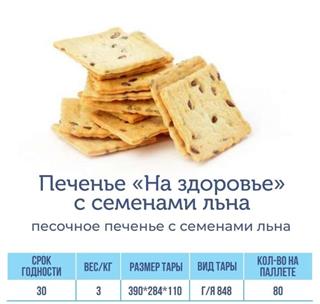 ТМТ Печенье сдобное НА ЗДОРОВЬЕ с семенами льна  1*2,5