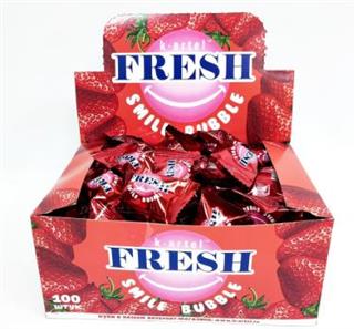 КАНДИ-КЛАБ FRESH SMILE Bubble Жев.резинка Клубника с жидким центром 3гр  20*100