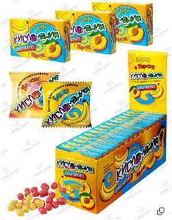 КАНДИ-КЛАБ КИСЛОМАНИЯ ДАБЛ ФРУКТ Жев. конфеты Банан и персик 14гр  12*30 КАНДИ-КЛАБ КИСЛОМАНИЯ ДАБЛ ФРУКТ Жев. конфеты Банан и персик 14гр  12*30