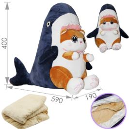 Игрушка Мягкая КОТ АКУЛА 40см с пледом   1*1 Игрушка Мягкая КОТ АКУЛА 40см с пледом   1*1
