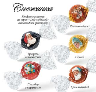 СП Конфеты СНЕЖИНКА СЕБЕ ЛЮБИМОЙ ШАР Сливки /пак 1кг/Снегурочка  1*3