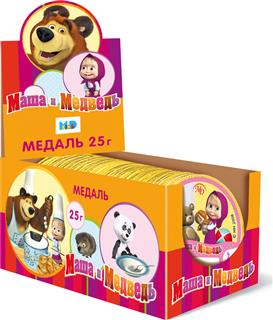 МОНЕТНЫЙ ДВОР Шоколад медаль МАША И МЕДВЕДЬ с наклейкой 25гр. /блок 24шт/  1*4 МОНЕТНЫЙ ДВОР Шоколад медаль МАША И МЕДВЕДЬ с наклейкой 25гр. /блок 24шт/  1*4