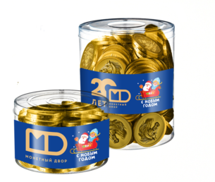 МОНЕТНЫЙ ДВОР Шок.монета НОВОГОДНЯЯ 6гр. /блок 50шт/  1*8 МОНЕТНЫЙ ДВОР Шок.монета НОВОГОДНЯЯ 6гр. /блок 50шт/  1*8
