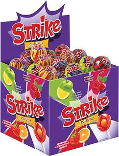 KDV Карамель на палочке с мол.вкусом СТРАЙК ассорти 11,3гр  6*50