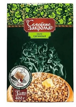 СЕМЕЙНЫЕ ЗАКРОМА Вар.пак. Крупа ГРЕЧНЕВАЯ ядрица 5*80гр  1*10