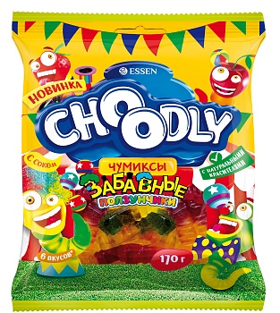 ЭССЕН Мармелад жевательный CHOODLY®ЗАБАВНЫЕ ПОЛЗУНЧИКИ 170гр  1*12