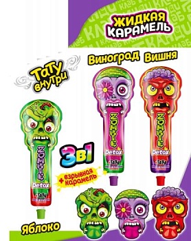 КАНДИ-КЛАБ Жид.карамель ZOMBIE DETOX со взрыв.карамель.и тату 7гр  12*30 КАНДИ-КЛАБ Жид.карамель ZOMBIE DETOX со взрыв.карамель.и тату 7гр  12*30