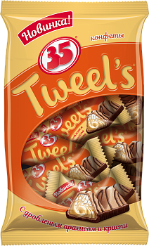 ЭССЕН Конфеты 35 TWEEL`S Дробл арахис и криспи вафельные фас.200гр 1*8