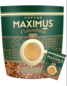 MAXIMUS Напиток кофейный COLAMBIAN 3 в1 18г*20  1*18