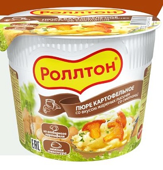РОЛЛТОН Карт.пюре Б/П Лисички жар по деревенски  40гр  1*24
