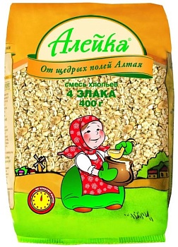 АЛЕЙКА Хлопья 4 злака 400гр  1*30