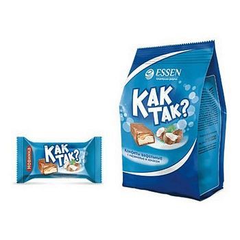 ЭССЕН Конфеты КАК ТАК ? с карамелью и кокосом вафельные фас.500гр 1*8
