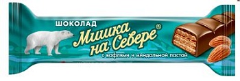 СЛАВЯНКА Батончик МИШКА НА СЕВЕРЕ с миндалем 40гр.  1*14