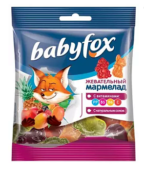 KDV Мармелад жевательный BABYFOX ассорти вкусов 30гр  1*90 KDV Мармелад жевательный BABYFOX ассорти вкусов 30гр  1*90