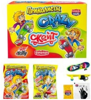КАНДИ-КЛАБ CRAZY Скейт Взрывная карамель с тату 1гр  12*30 КАНДИ-КЛАБ CRAZY Скейт Взрывная карамель с тату 1гр  12*30