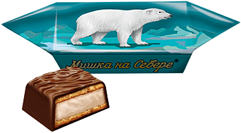 НП СЛАВЯНКА Конфеты МИШКА НА СЕВЕРЕ вафельные шоколад с ваф. /пак*1кг/ 1*6