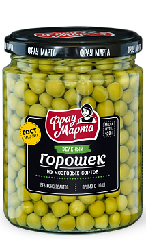 ФРАУ МАРТА Горошек зеленый  450гр ст/банка твист ГОСТ1*12