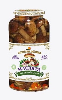 ЗОЛОТАЯ ДОЛИНА Грибы МАСЛЯТА маринованные  450мл/410гр стекл/банка 1*12