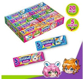 КАНДИ-КЛАБ АНИМЕ КЛАБ Жев.резинка в пласт. с тату ассорти 12,5гр  30*20