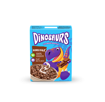 DINOSAURS Завтрак готовый из злаков ШОКОЛАДНЫЕ ЛАПЫ и КЛЫКИ фас.220гр  1*10