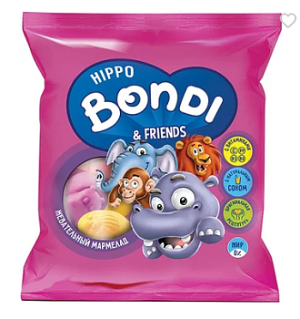 KDV Мармелад жевательный HIPPO BONDI & FRIENDS с витам. 30гр  1*90