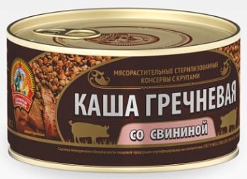 СОХРАНИМ ТРАДИЦИИ Каша Гречнев. со Свининой ключ 325гр ж/б ТУ 1*24