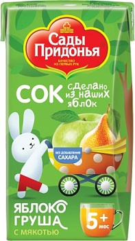 САДЫ ПРИДОНЬЯ 0,125л Сок ЯБЛОКО/ГРУША с мякотью восстан  1*18