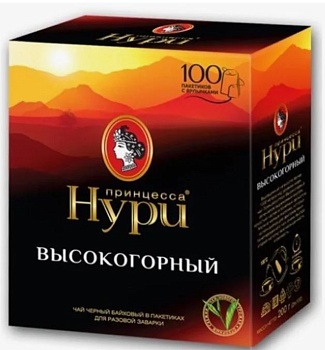 НУРИ Чай черный пак. Высокогорный (100п*2г)  1*18