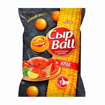 РУССКАРТ Кукурузные шарики СырBALL Краб 140гр  1*12 РУССКАРТ Кукурузные шарики СырBALL Краб 140гр  1*12