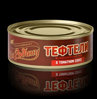ЗА РОДИНУ Тефтели рыбные в томат соусе 240гр ж/б ГОСТ 1*18