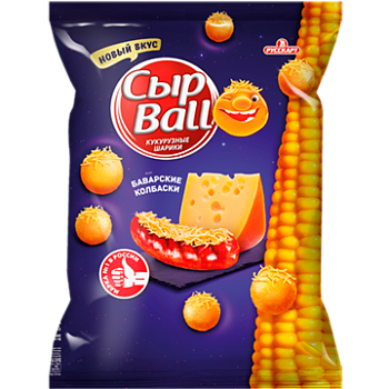 РУССКАРТ Кукурузные шарики СырBALL Баварские колбаски 140гр  1*12 РУССКАРТ Кукурузные шарики СырBALL Баварские колбаски 140гр  1*12