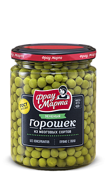 -25% АКЦИЯ ФРАУ МАРТА Горошек зеленый  450гр ст/банка твист ГОСТ1*12