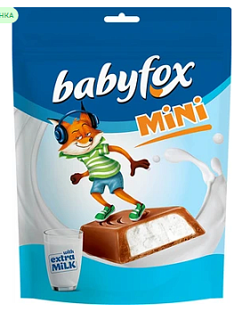 KDV Конфеты Babyfox с молочно. начинкой MINI фас.120г пакет 1*16