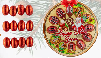 НГ АТАГ Набор конфет 96гр ЧАСИКИ HAPPY NEW YEAR (ДЕД МОРОЗ) 1*30