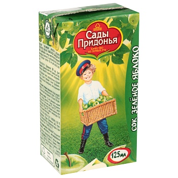 САДЫ ПРИДОНЬЯ 0,125л Сок ЗЕЛЕНОЕ ЯБЛОКО восстан осветл т/пак  1*18